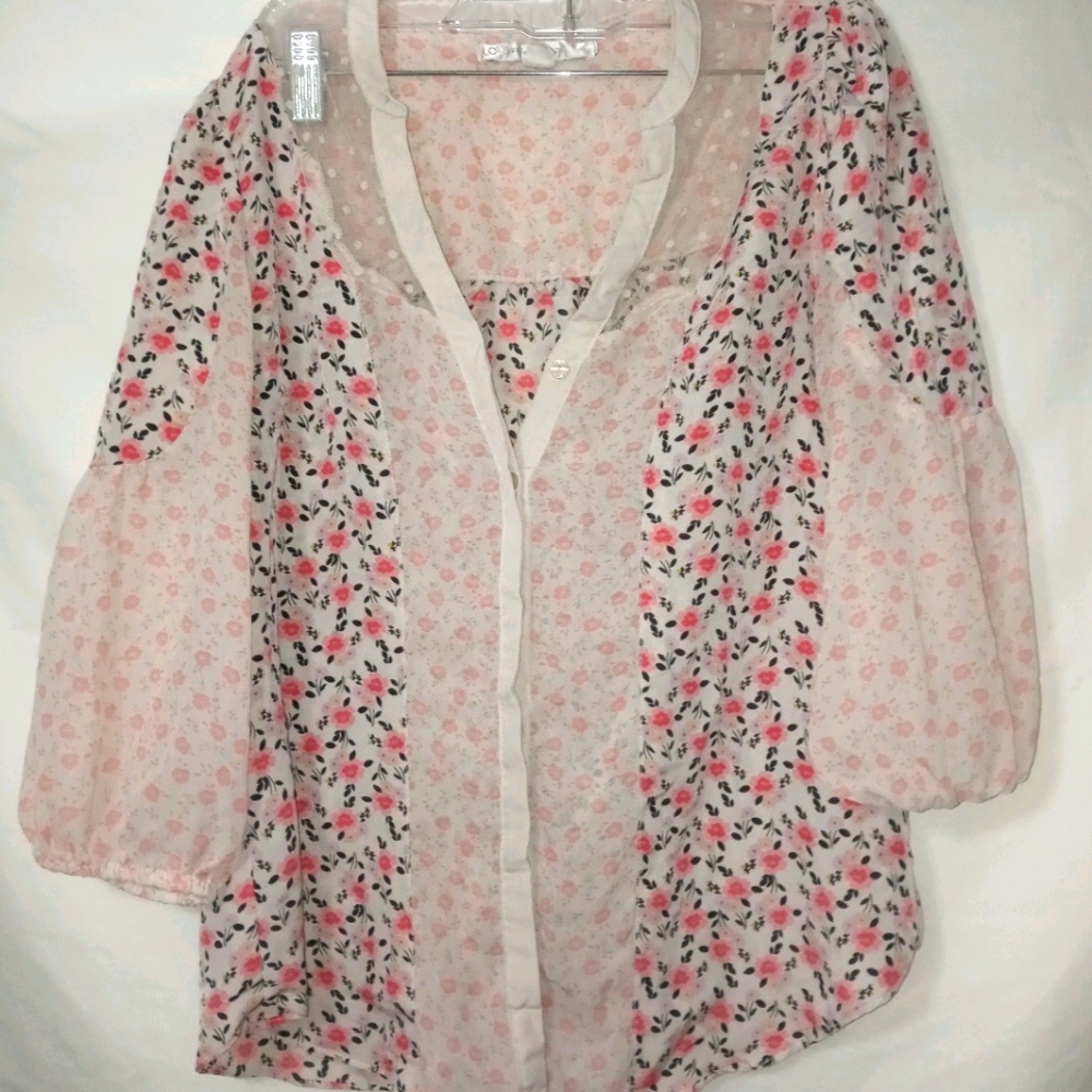 LaurenConrad Pink Floral Blouse